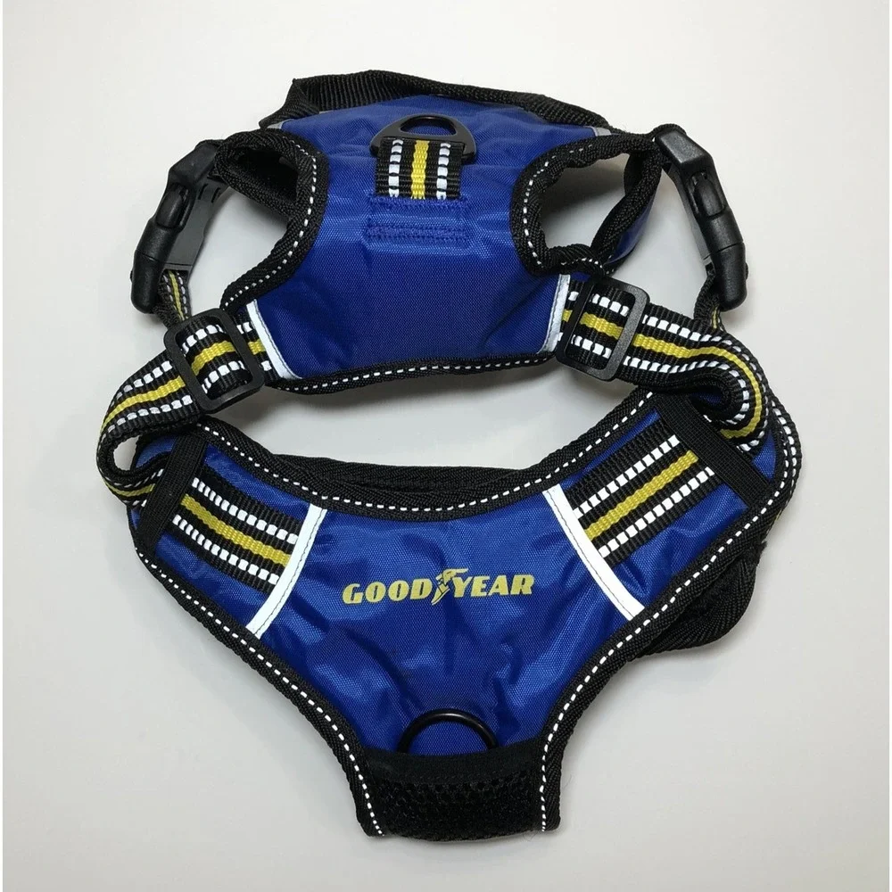 Goodyear Dog Safety Harness Medium Blue Black Yellow Reflective Adjustable Vest